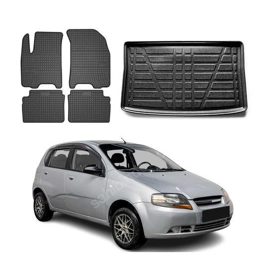 2004-2011 Chevrolet Aveo Hatchback Floor Mats & Cargo Liner Full Set All Weather Black