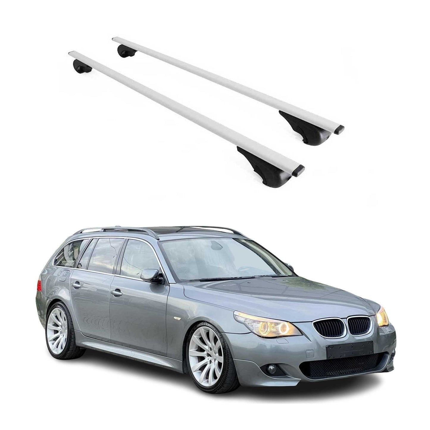2006-2009 BMW 5 Series E61 Wagon Roof Rack Cross Bars Silver
