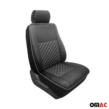 OMAC Leather Custom fit Car Seat Covers for Ford Transit 2015-2024 Black White 2626321A-SB1