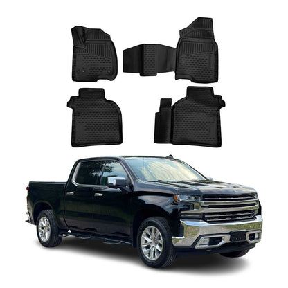 2014-2019 Chevrolet Silverado Crew Cab 1500/2500/3500 Floor Mats Liners Full Set All Weather