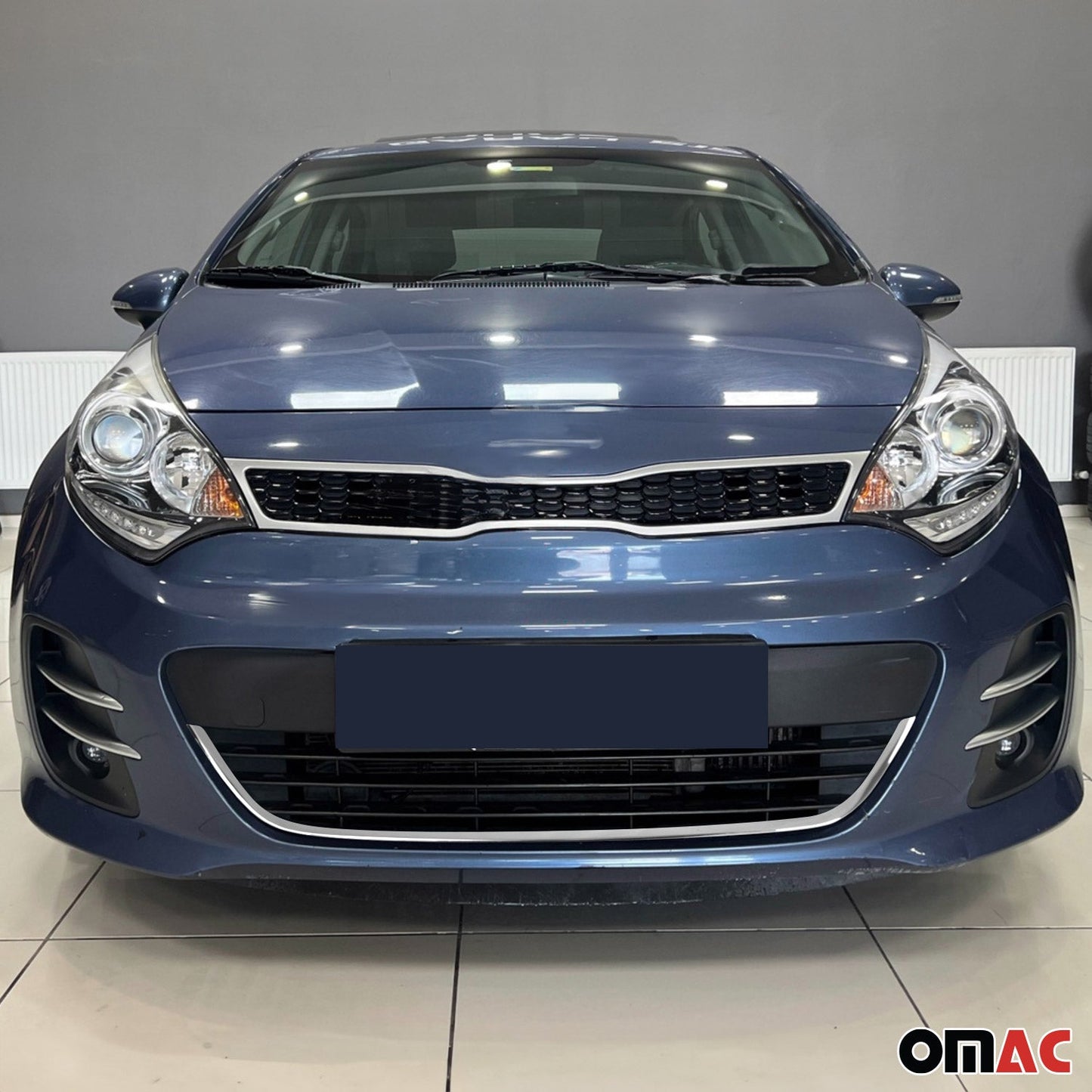 2012-2017 Kia Rio Hatchback Front Bumper Grill Trim Molding Stainless Steel Silver 1Pc