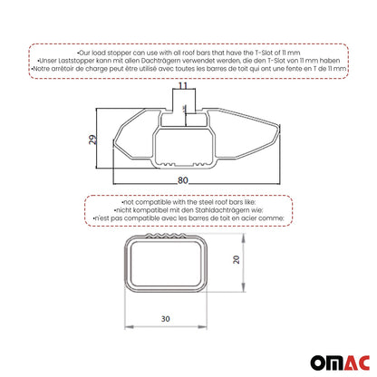 Load Stopper Easy Lock For Roof Rack Cross Bar Adjustable Load Stops Hook 4Pcs
