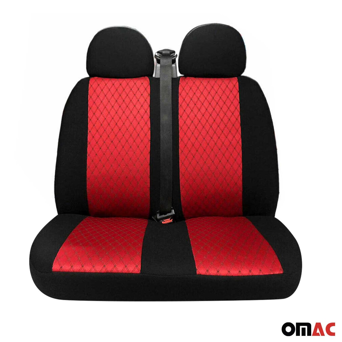 OMAC Front Car Seat Covers for Mercedes Sprinter W906 W907 2006-2024 Black Red 2+1 A013032
