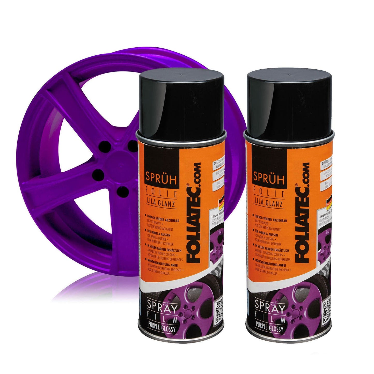 OMAC 2x Foliatec Wheel Rim Hubcaps Spray Paint Purple Glossy 13.5 Oz 96FT2091