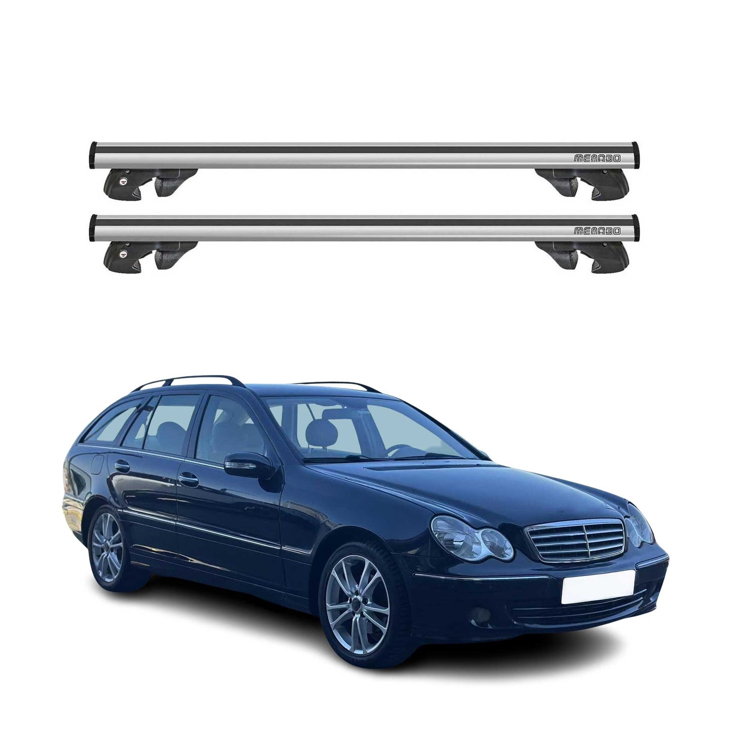 2001-2009 Mercedes C Class S203 Wagon Roof Rack Cross Bars Silver