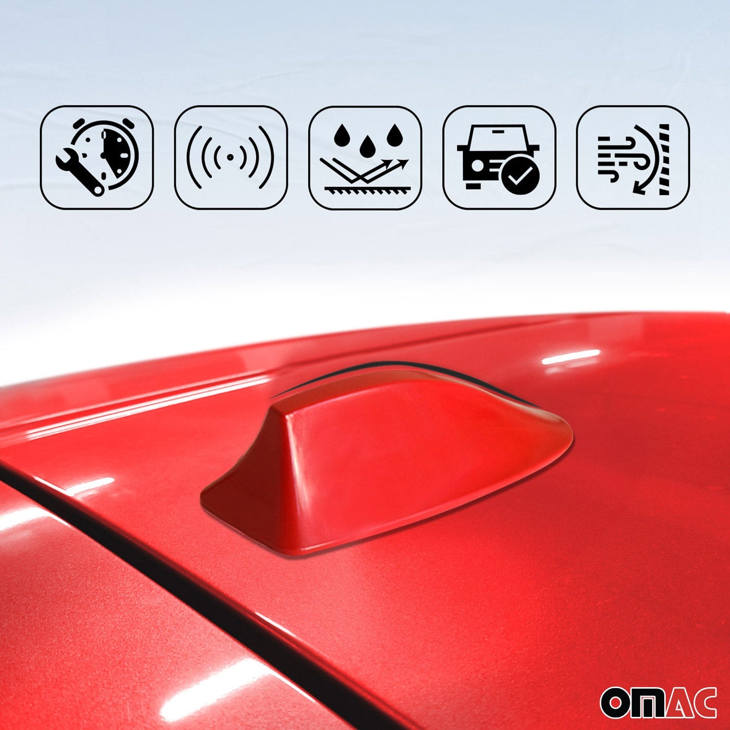 OMAC Car Shark Fin Antenna Roof Radio AM/FM Signal for Mazda Red U021286