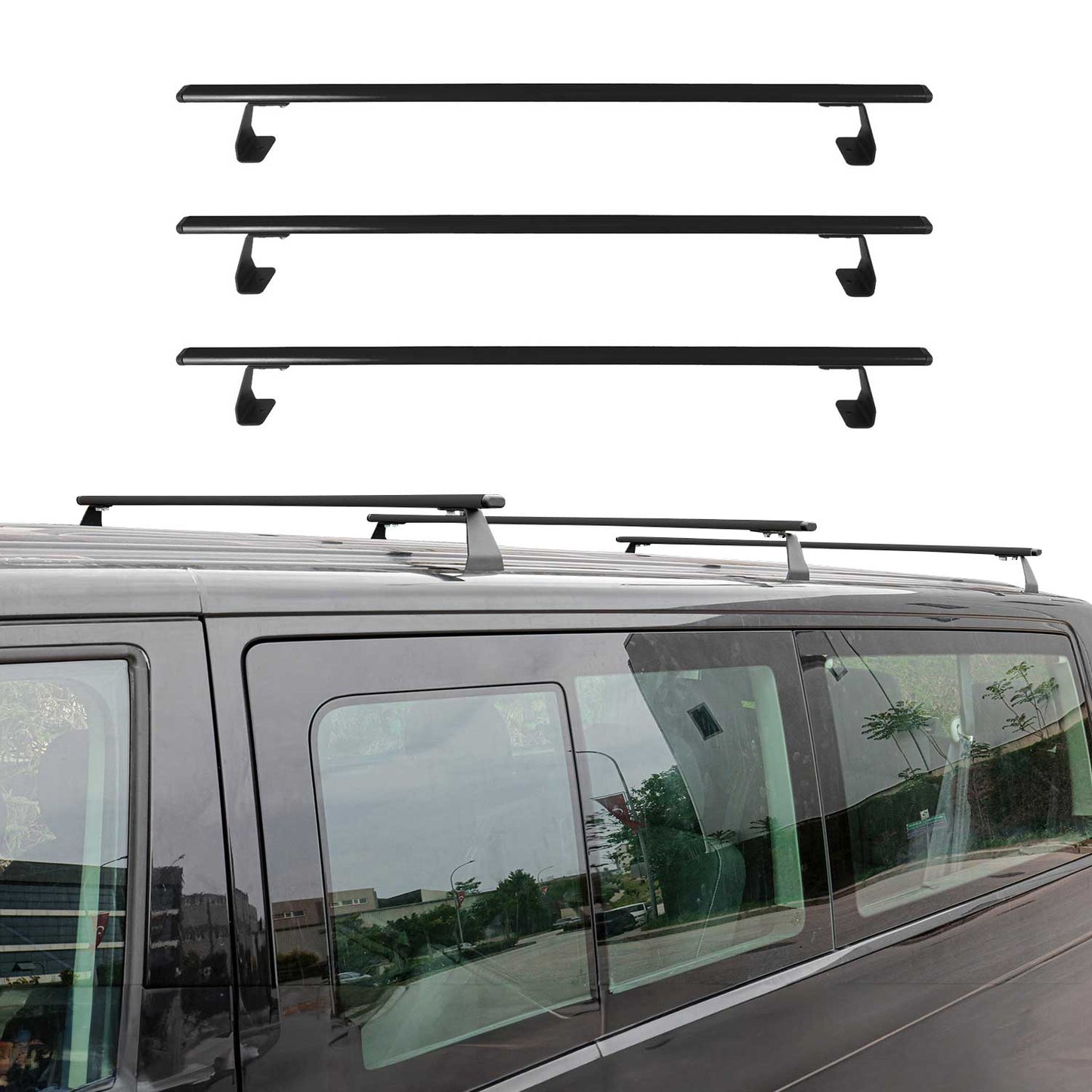 2016-2023 Mercedes Metris Fix Points Roof Racks Cross Bar Black 3 Pcs