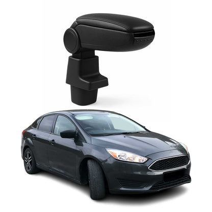 2012-2014 Ford Focus Black Center Console Armrest Plastic PU Leather 1Pc