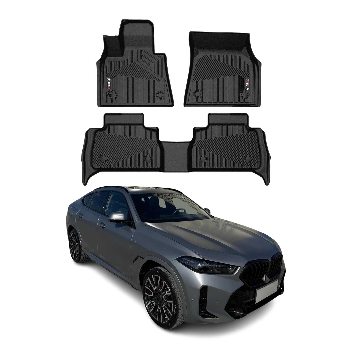 2020-2025 BMW X6 G06 Premium Floor Mats Liners First and Second Row Set Black