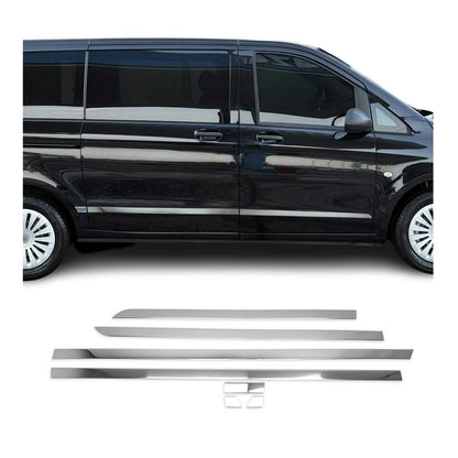 2016-2024 Mercedes Metris Short WB Side Door Molding Trim Skirt Garnish Stainless Steel