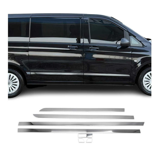 2016-2024 Mercedes Metris Short WB Side Door Molding Trim Skirt Garnish Stainless Steel