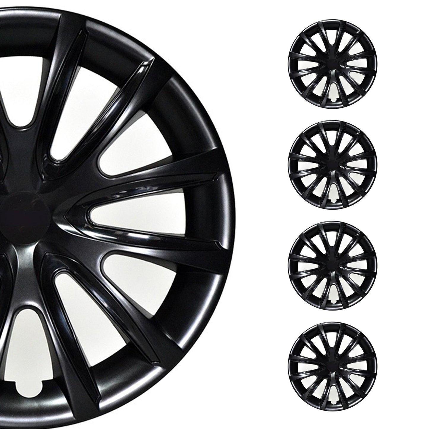 Bicolo Hub Caps Wheel Cover 16" Black & Black Full Set 4 pcs.