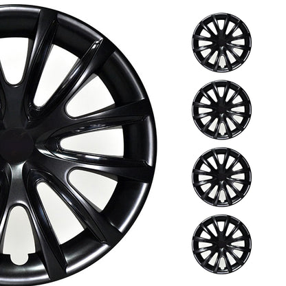 Bicolo Hub Caps Wheel Cover 16" Black & Black Full Set 4 pcs.