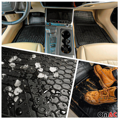 OMAC Trimmable Floor Mats & Cargo Liner Waterproof for Mercedes Rubber TPE Black 5Pcs U000794