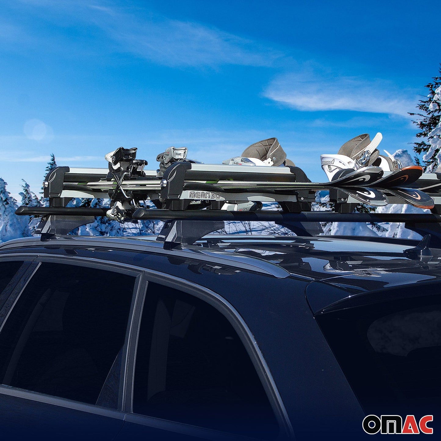 2 Pcs 19.2" Ski Rack Snowboard Carriers Top Holder Roof Rack Lockable