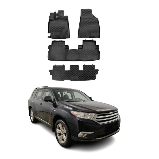 2008-2013 Toyota Highlander Floor Mats Liners Full Set All Weather Black