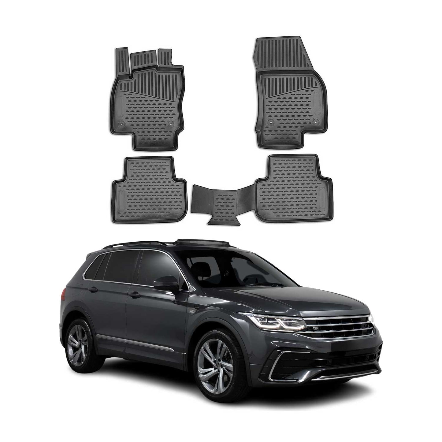 2017-2018 VW Tiguan Limited Floor Mats Liners Full Set All Weather Black