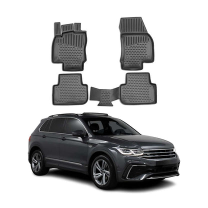 2017-2018 VW Tiguan Limited Floor Mats Liners Full Set All Weather Black