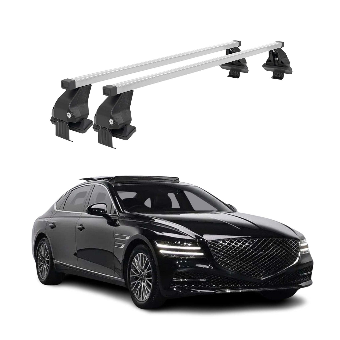 2017-2025 Genesis G80 Roof Rack Cross Bars Silver