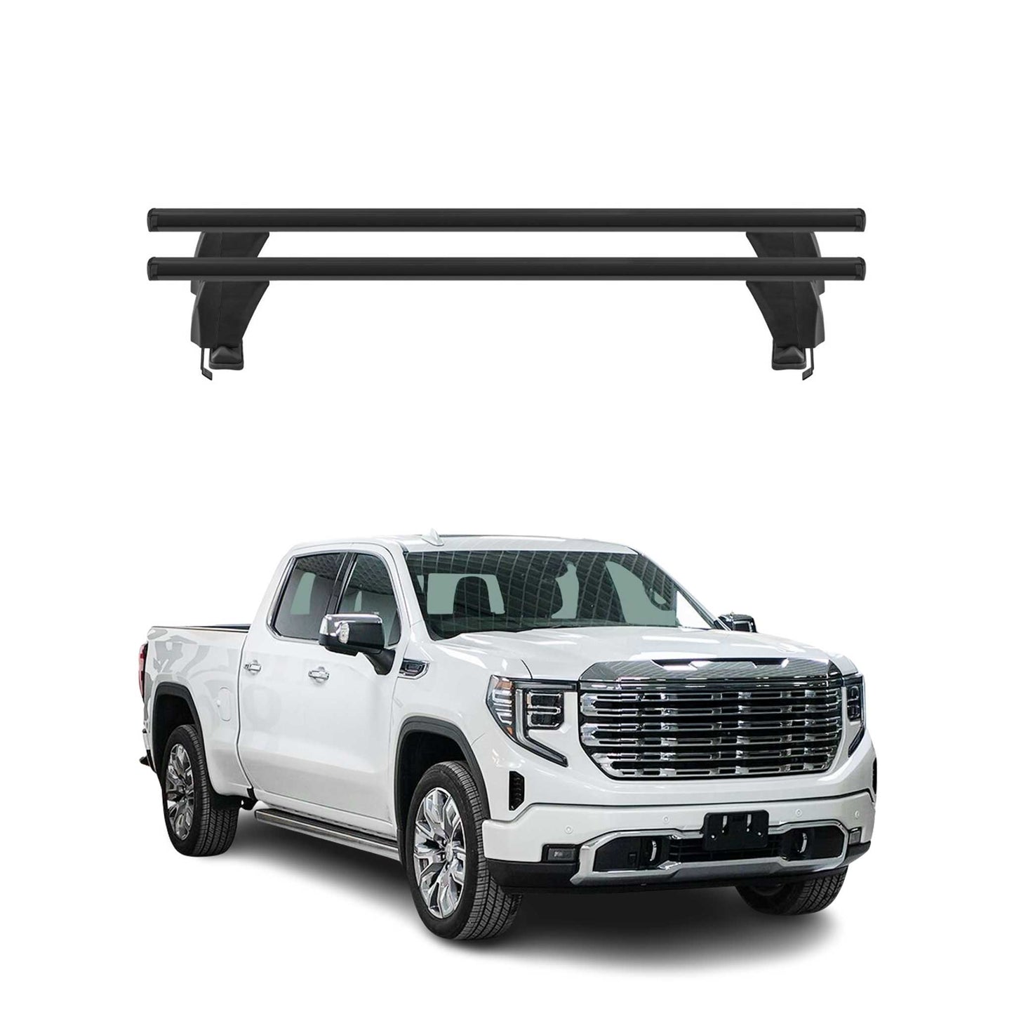 2019-2026 GMC Sierra 1500 2500HD 3500HD / Sierra EV Roof Rack Cross Bars Black