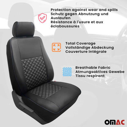 OMAC Leather Custom fit Seat Covers for Mercedes Sprinter W906 2006-2018 Black 4724321A-SS1