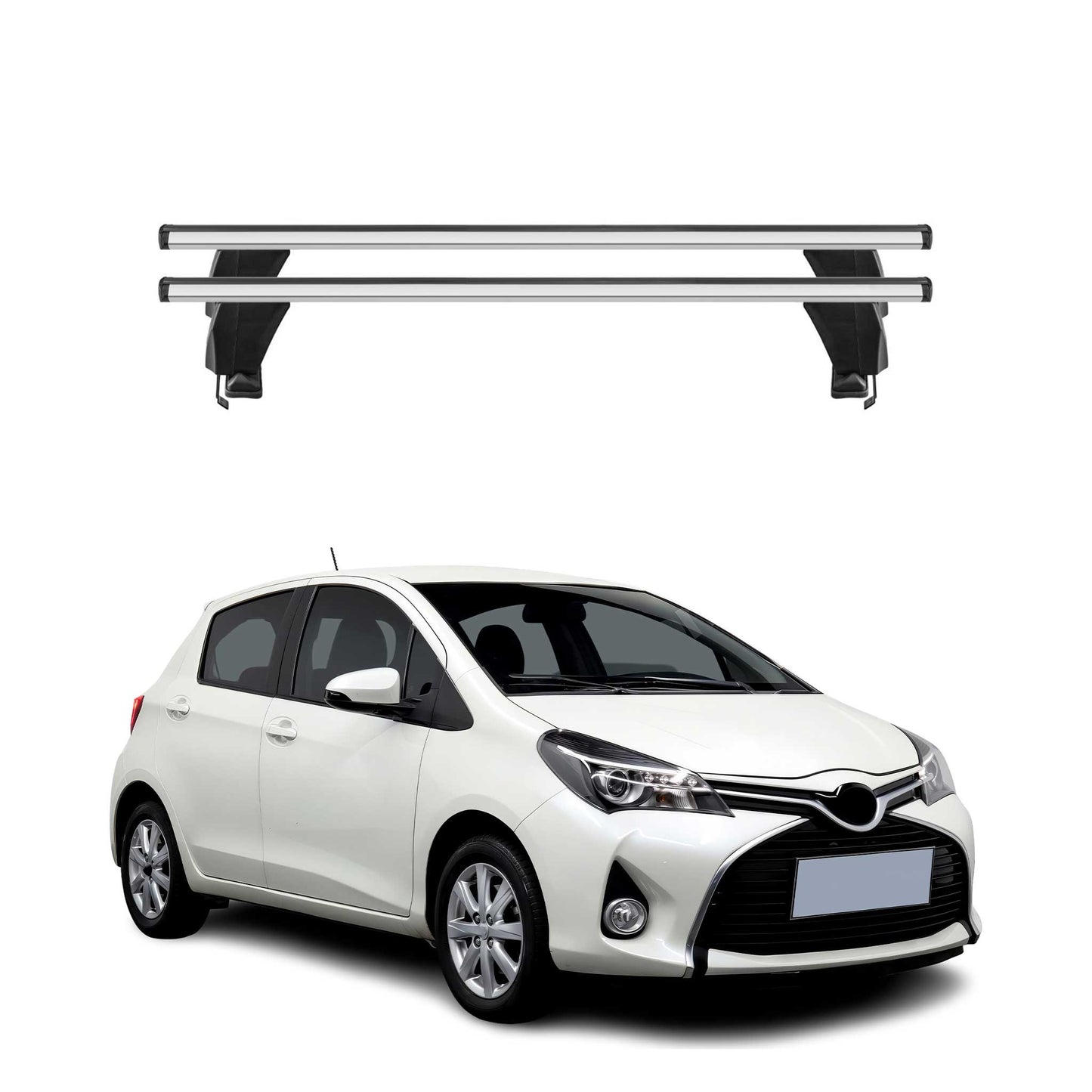 2013-2020 Toyota Yaris XP130 Smooth Roof Racks Cross Bars Carrier Silver Alu