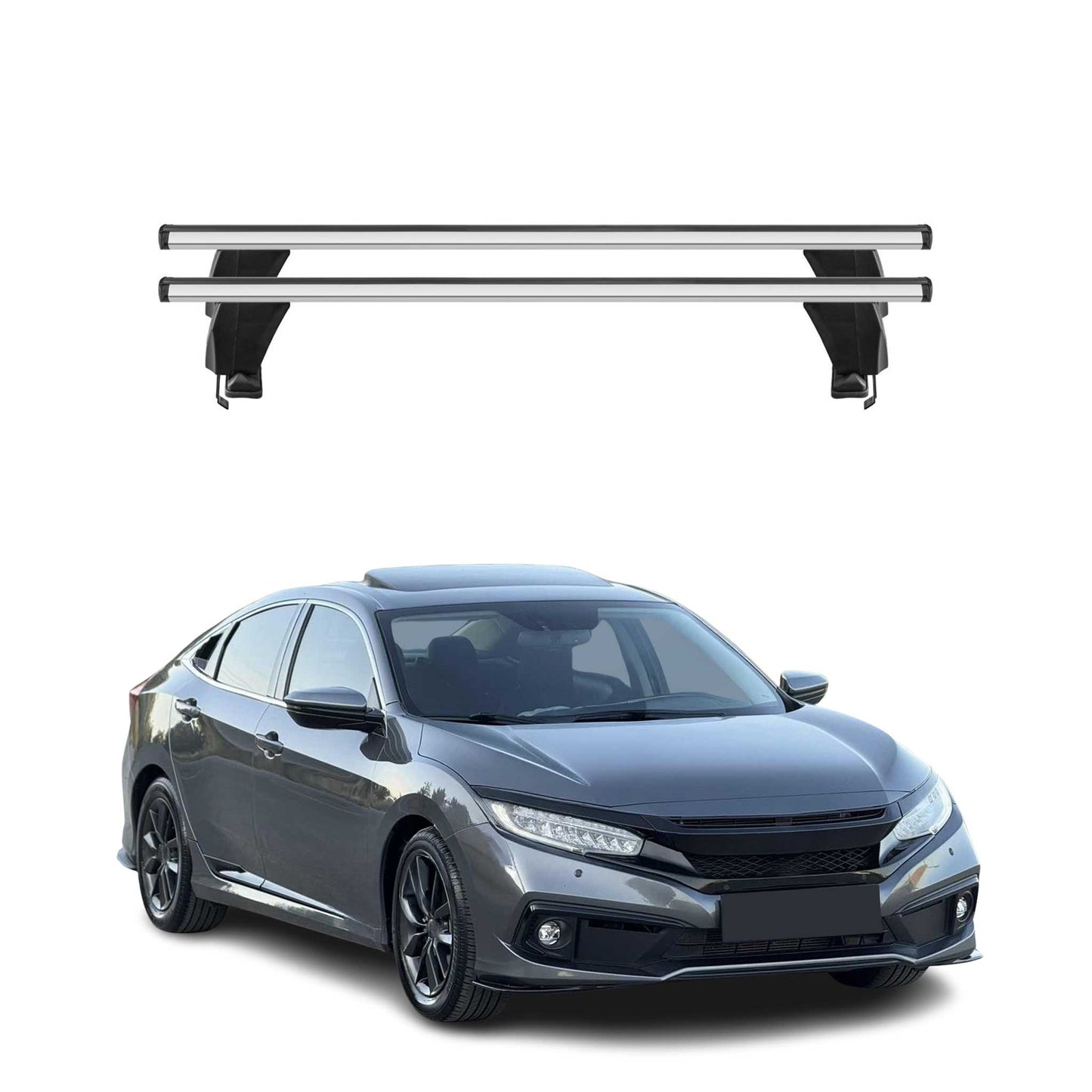 2016-2021 Honda Civic Sedan Roof Rack Cross Bars Silver