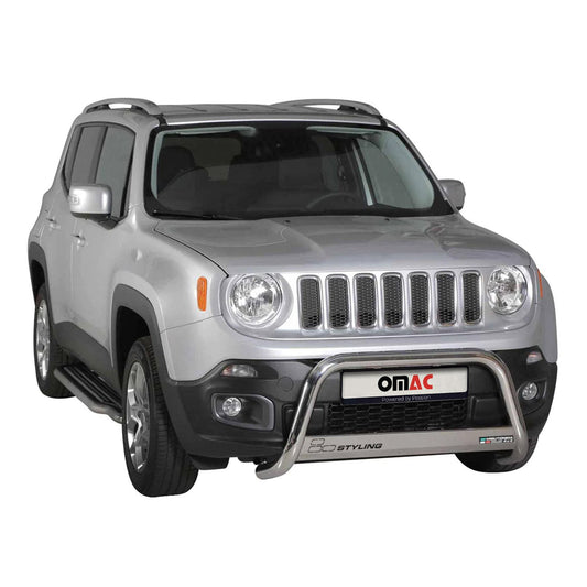 OMAC Bull Bar Push Front Bumper Grille for Jeep Renegade 2015-2018 Silver 1 Pc 1708MSBB085
