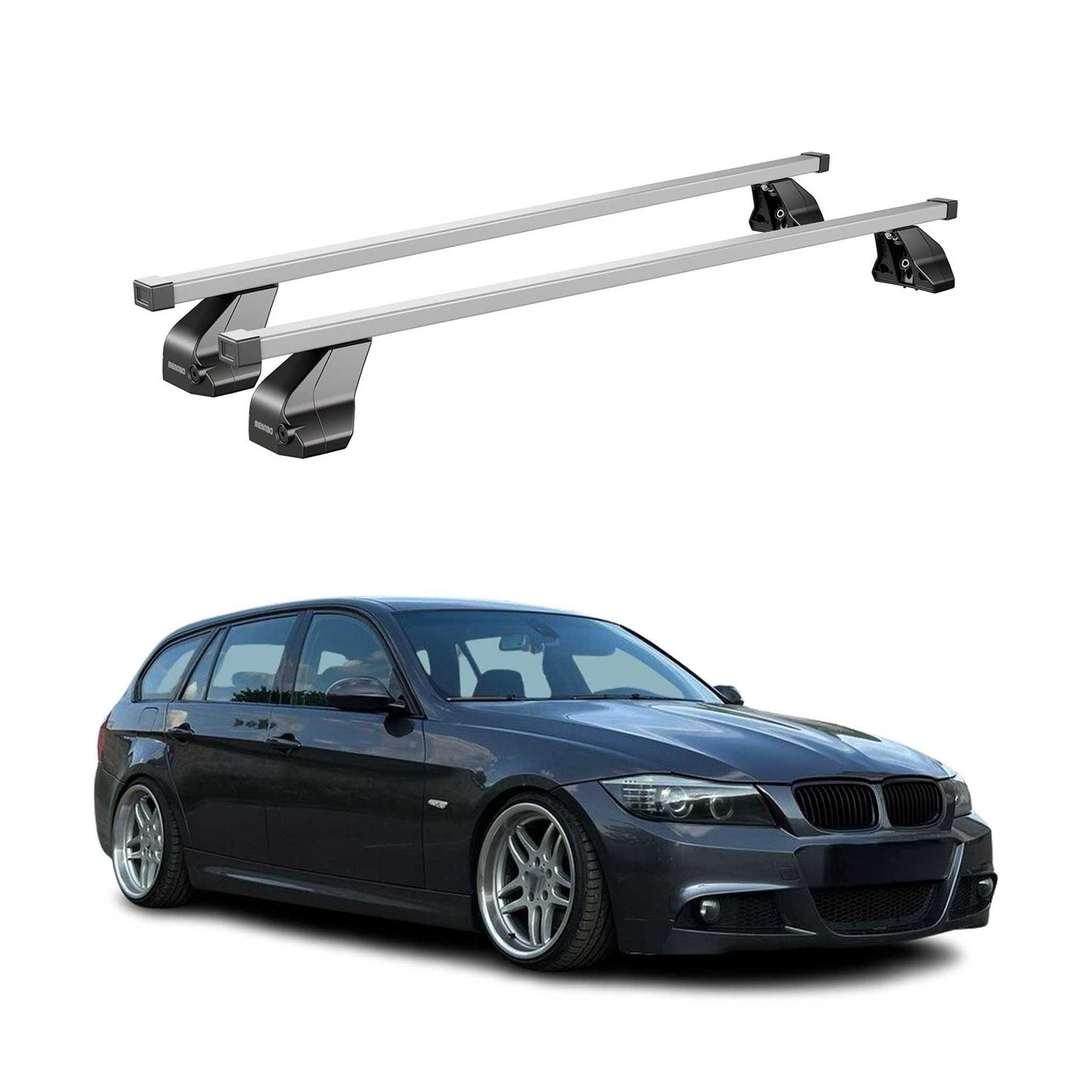 2004-2013 BMW 3 Series E90 E91 E92 Roof Rack Cross Bars Silver
