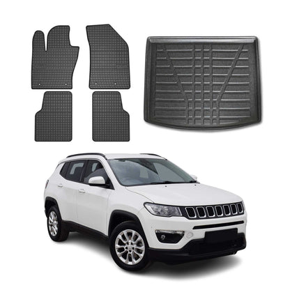 2017-2025 Jeep Compass Floor Mats & Cargo Liner Full Set All Weather Black