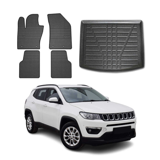 2017-2025 Jeep Compass Floor Mats & Cargo Liner Full Set All Weather Black