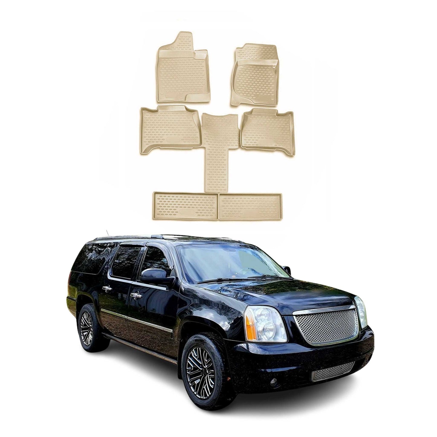 2007-2014 GMC Yukon Floor Mats Liners Full Set All Weather Beige
