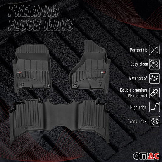 2012-2024 RAM 1500 2500 3500 Crew Cab Premium Floor Mats Liners Full Set All Weather Heavy Duty