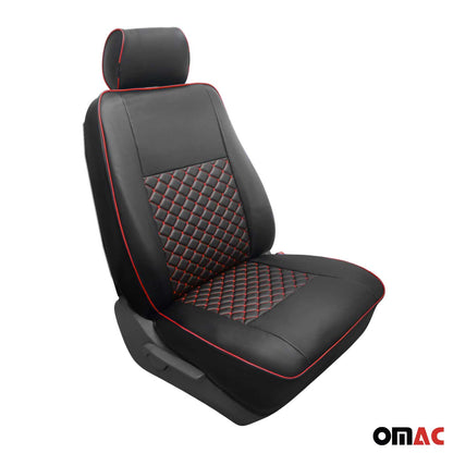 OMAC Leather Custom fit Seat Covers for Mercedes Sprinter W906 2006-2018 Black Red 4724321A-SK1