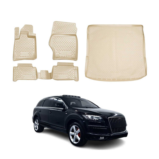 2007-2015 Audi Q7 Floor Mats & Cargo Liner Full Set All Weather Beige