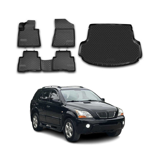2014-2015 Kia Sorento Floor Mats & Cargo Liner Full Set All Weather Black