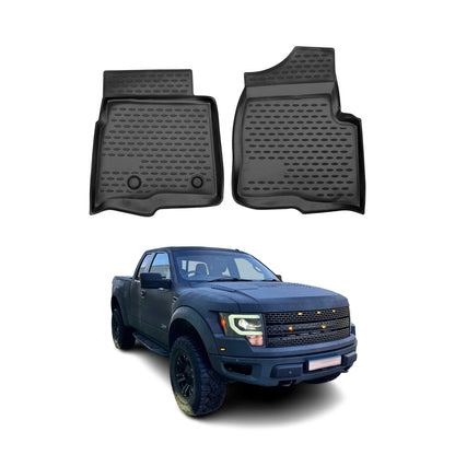 2009-2014 Ford F-150 Regularcab Extended Crewcab Floor Mats Liners Full Set All Weather Black 2Pcs