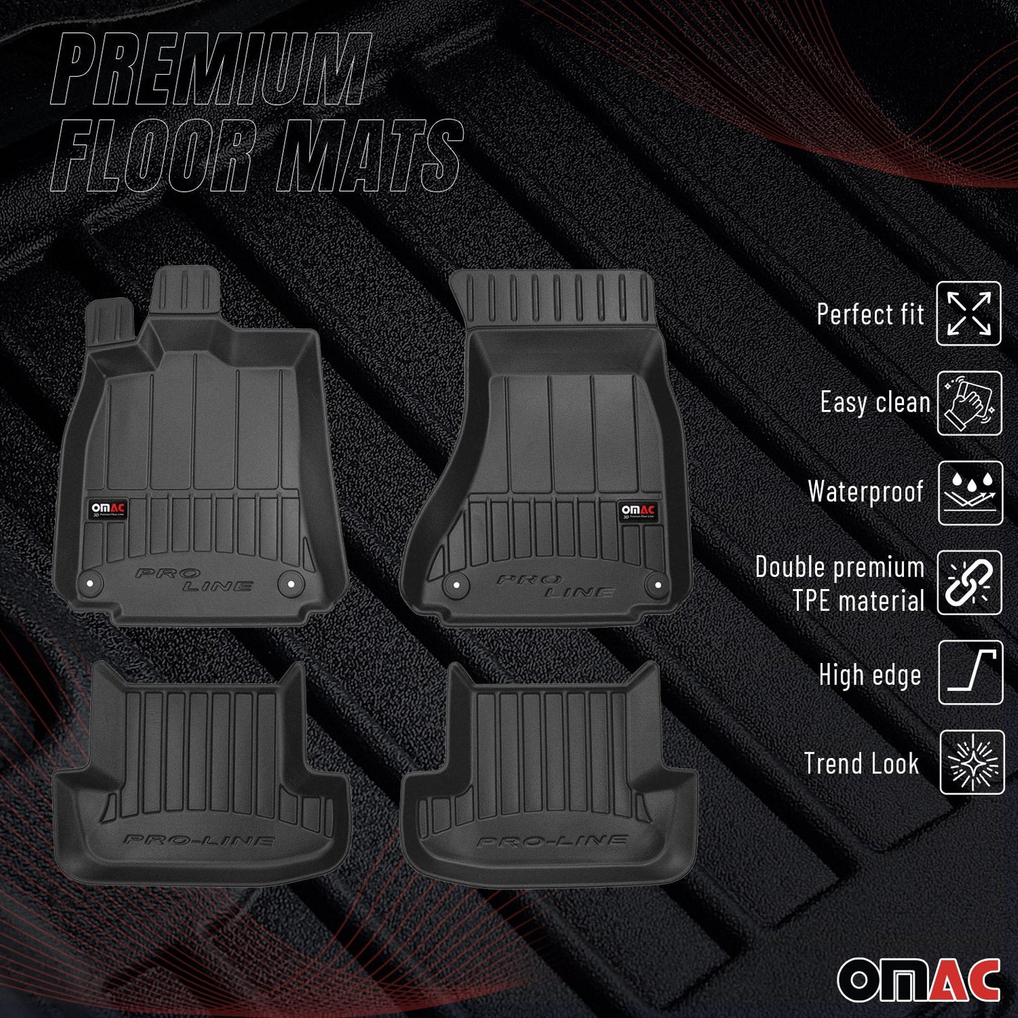 2008-2016 Audi A5 Coupe Cabrio Premium Floor Mats Liners Full Set All Weather Heavy Duty