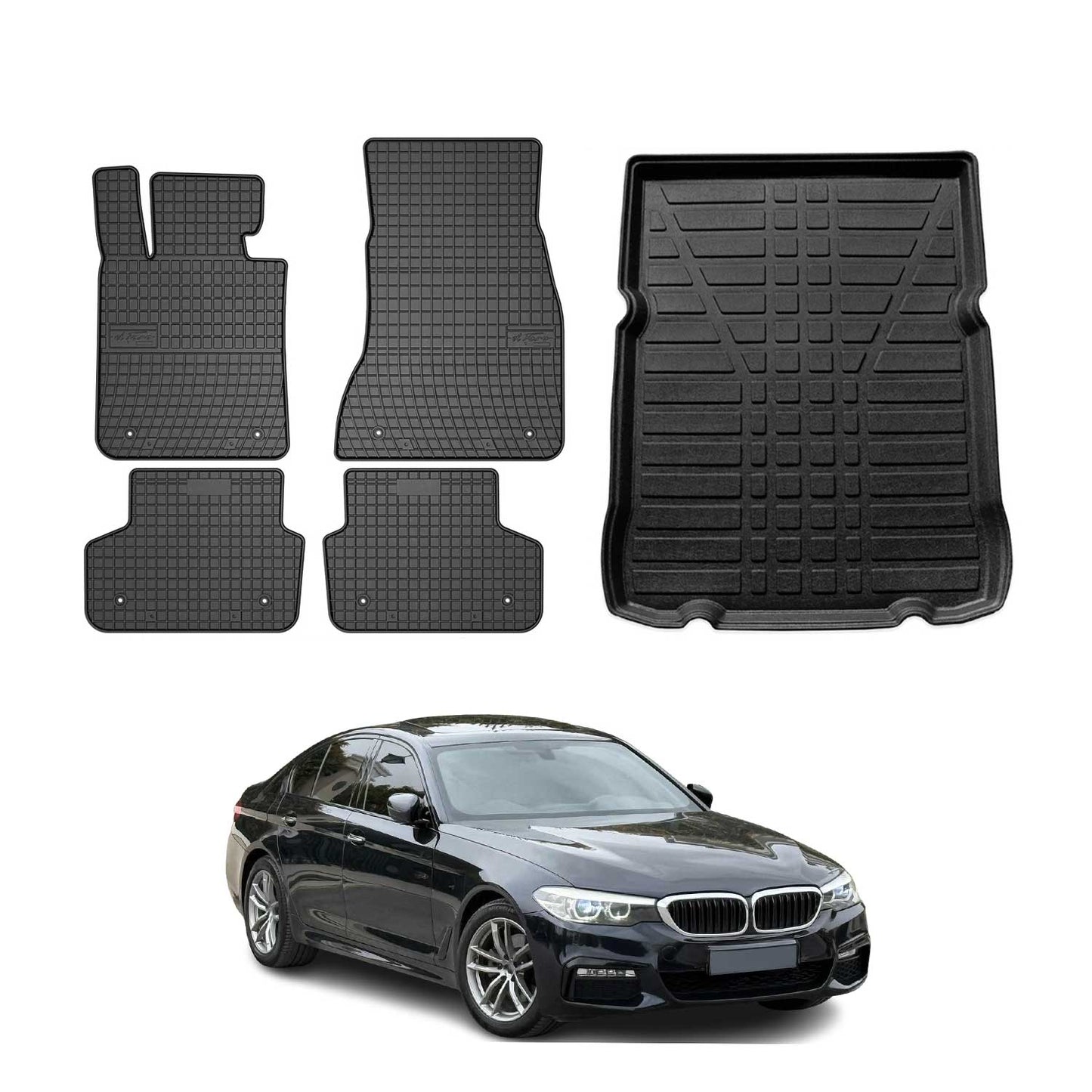 2019-2024 BMW 5 Series G30 Sedan 2017-2023 / M5 F90 Floor Mats & Cargo Liner Full Set All Weather
