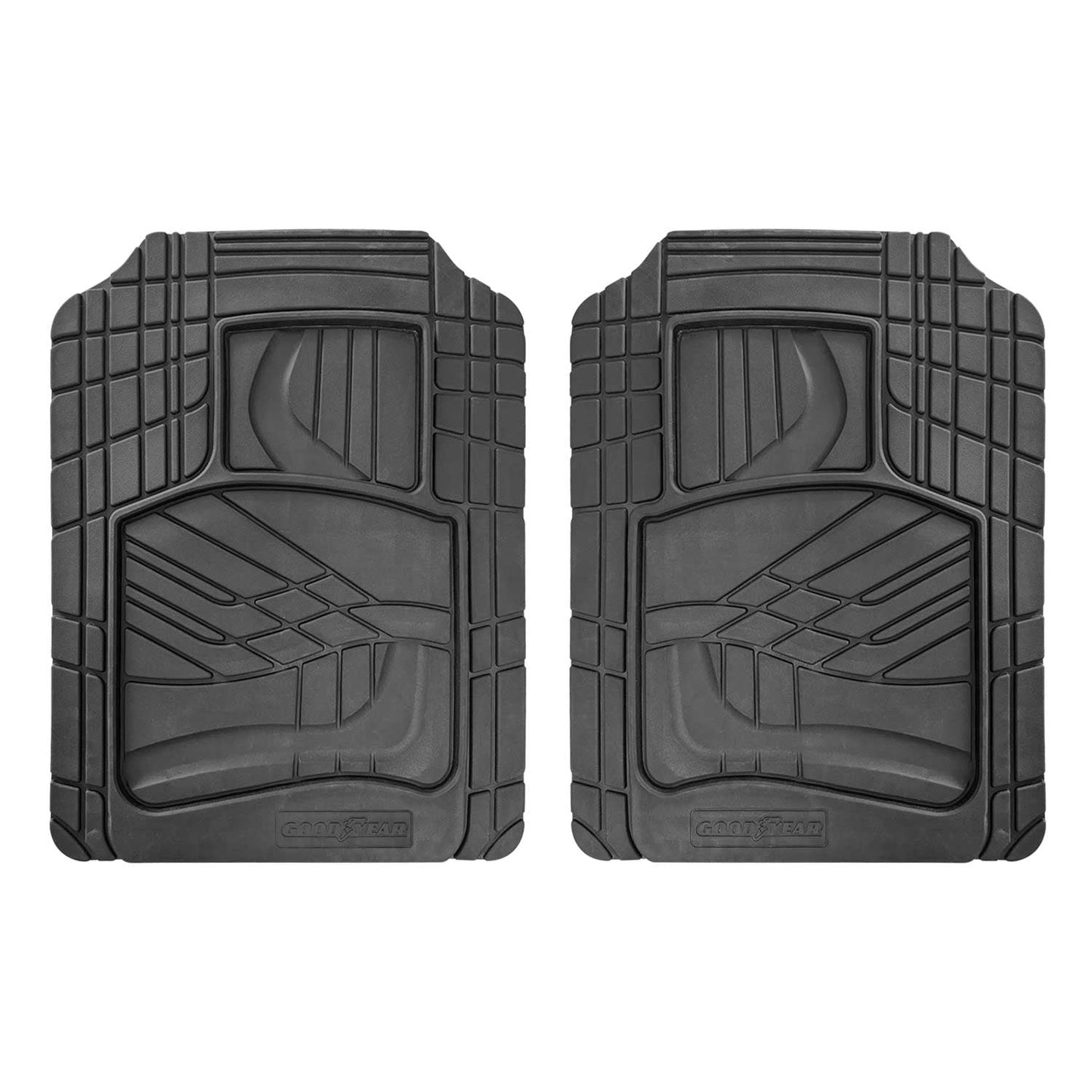 Goodyear Floor Mats Cars Trucks SUV Black All Season Heavy Duty Rubber 2Pcs