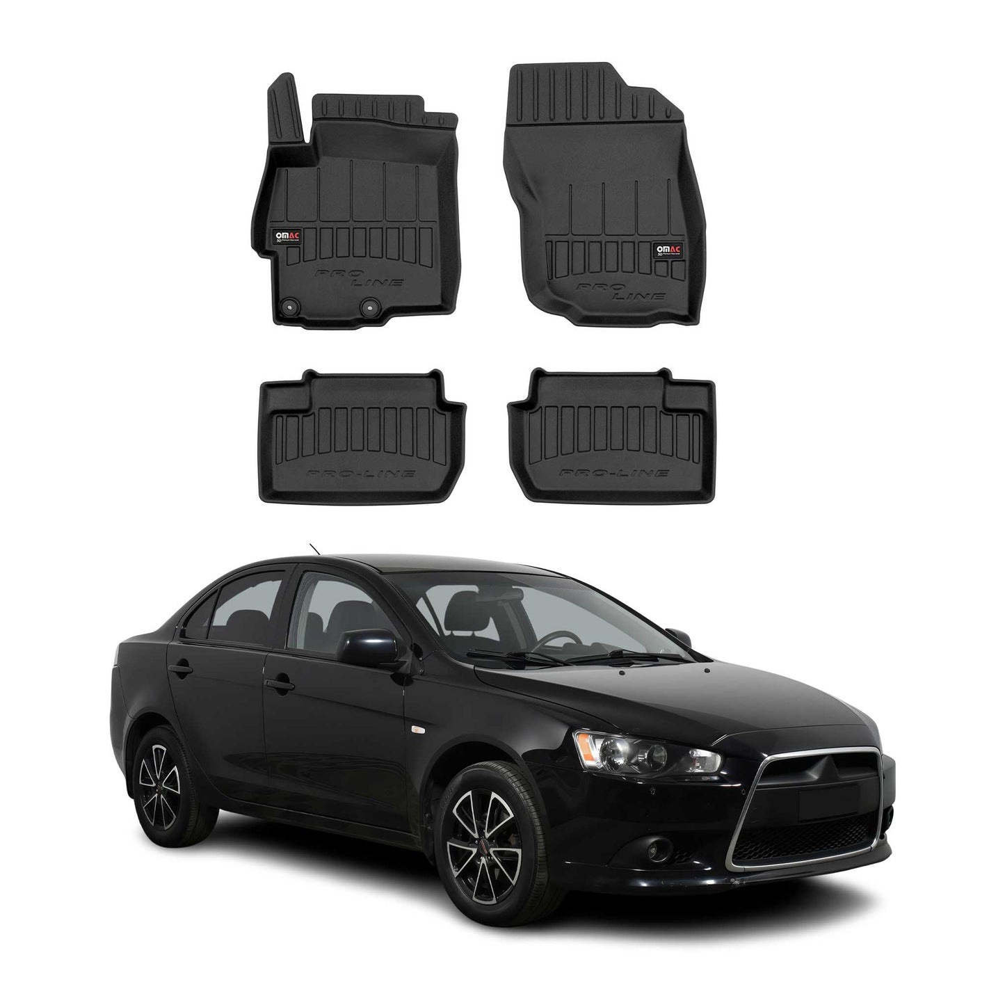 2008-2017 Mitsubishi Lancer / Lancer Evo Premium Floor Mats Liners Full Set All Weather Heavy Duty