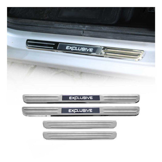 BMW 5 Series Door Sill Scuff Plate Illuminated Exclusive Stainless Steel Silver 4Pcs