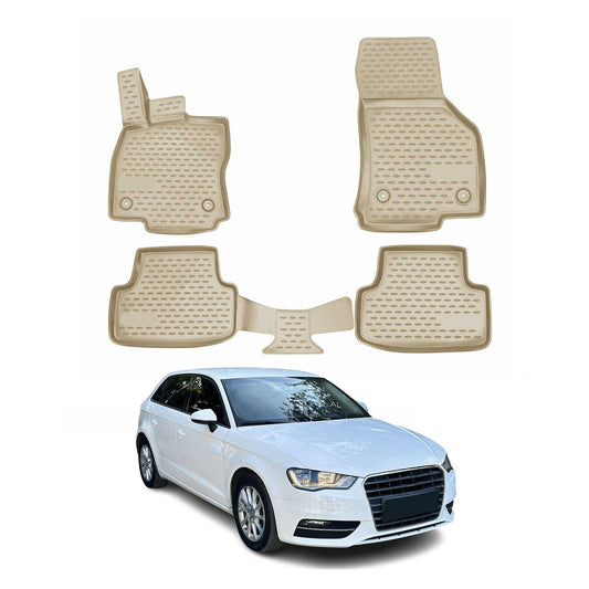 2015-2020 Audi A3 S3 A3 Quattro Floor Mats Liners Full Set All Weather Beige