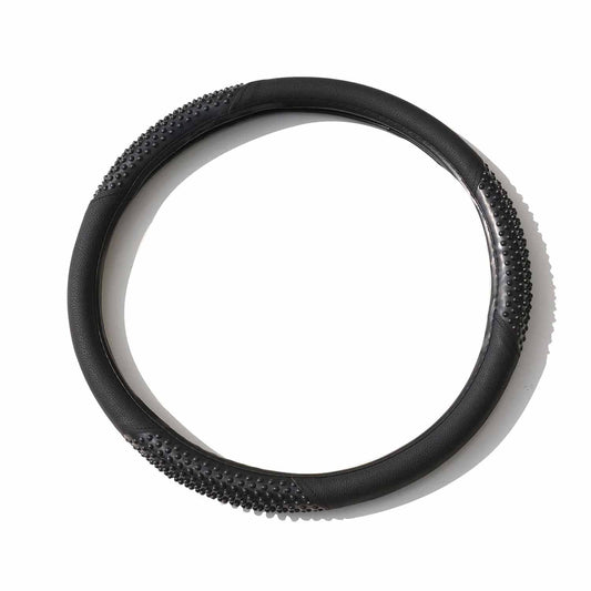 14.5-15.5’’ Steering Wheel Cover Black Leather Breathable Anti-slip