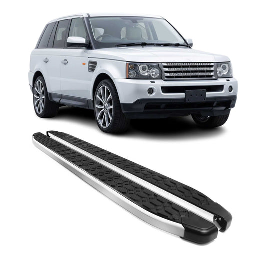 2006-2013 Land Rover Range Rover Sport Running Boards Side Steps Silver & Black