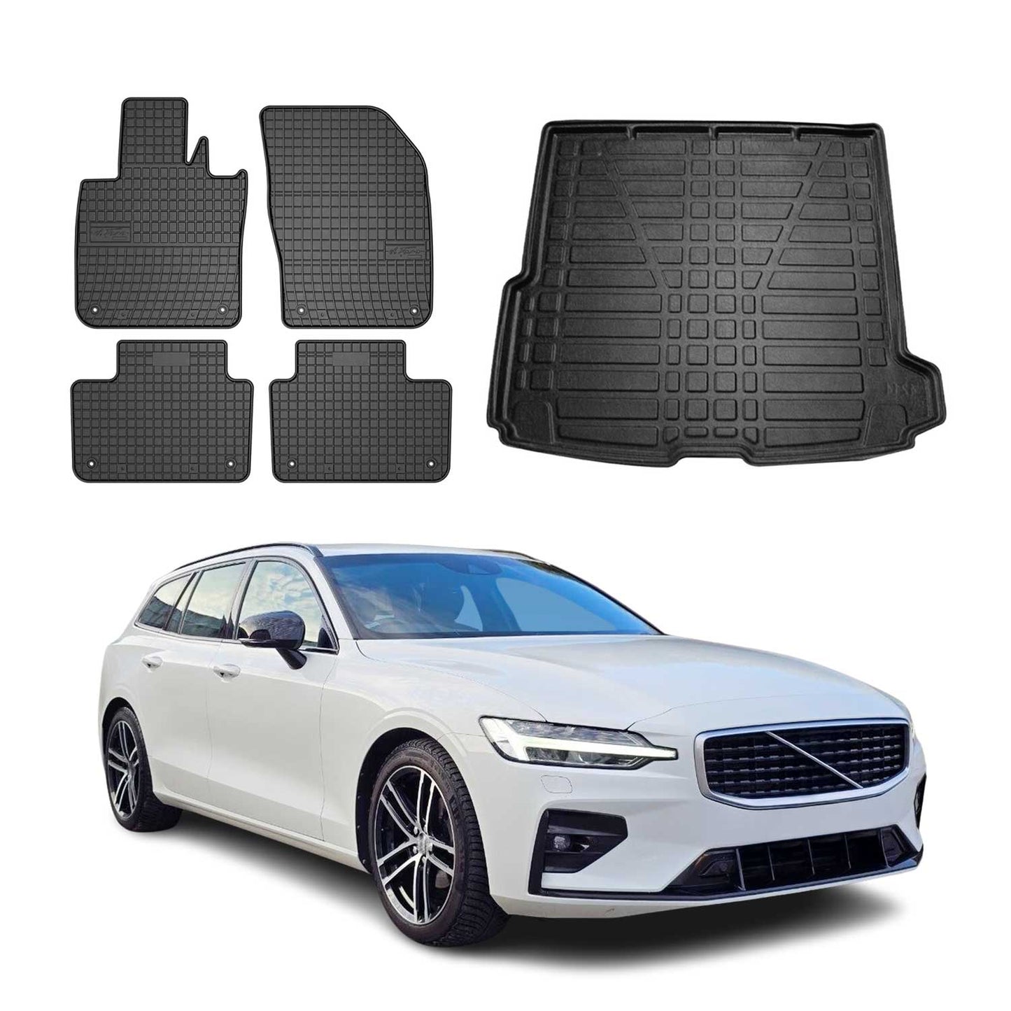 2020-2023 Volvo V60 Floor Mats & Cargo Liner Full Set All Weather Black