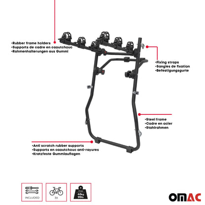 OMAC 3 Bike Rack For Land Rover LR2 2007-2015 Trunk Mount Bicycle Foldable Carrier U023907