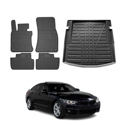 2014-2019 BMW 4 Series F32 Coupe Floor Mats & Cargo Liner Full Set All Weather Black