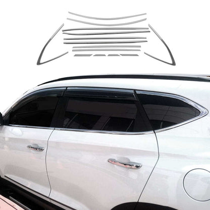 2016-2021 Hyundai Tucson Window Molding Trim Streamer Stainless Steel Silver 14 Pcs