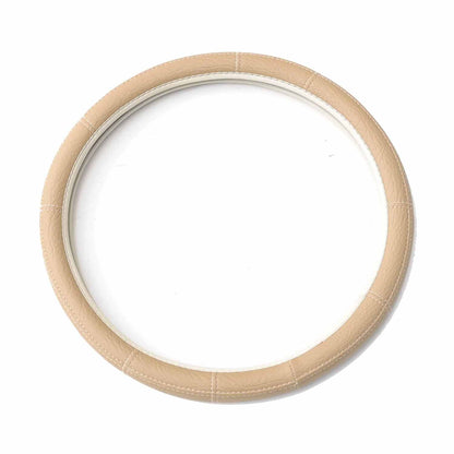 14.5-15.5’’ Steering Wheel Cover Beige Leather Anti-slip Breathable